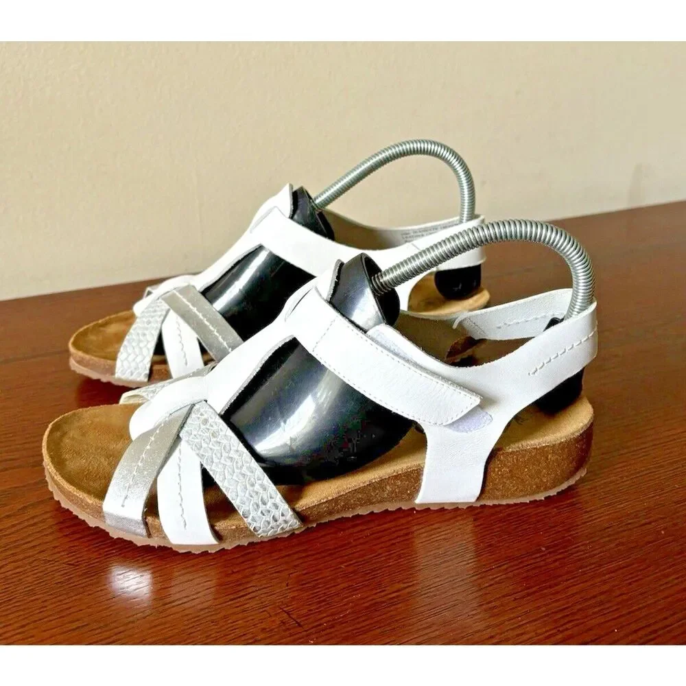 OTBT Jeanette White Leather Slingback Sandals Women's Size 10 Made in Spain NEW